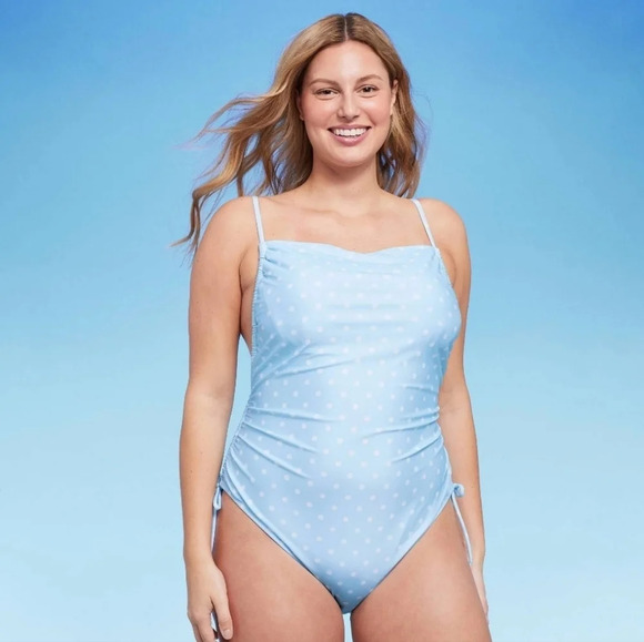 NWT Wild Fable Womens Side-Cinch High Leg Cheeky One Piece Swimsuit M 8-10 - Picture 1 of 8